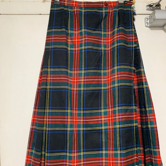 VINTAGE ALJEANS MAXI WOOL PLAID PLEATED KILT SKIRTS SIZE 8 - Picture 12 of 16